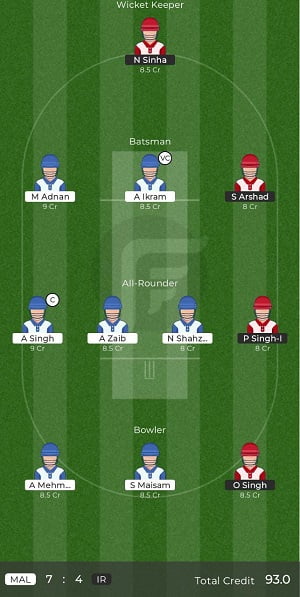 MAL vs IR Dream11 Prediction