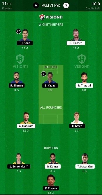 MI vs SRH Fantasy Tips