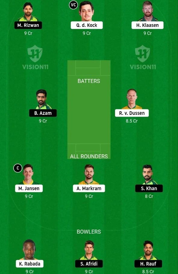 PAK vs SA Dream11 Prediction