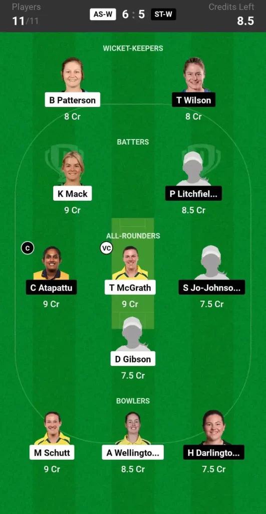 AS W vs ST W Dream11 Prediction