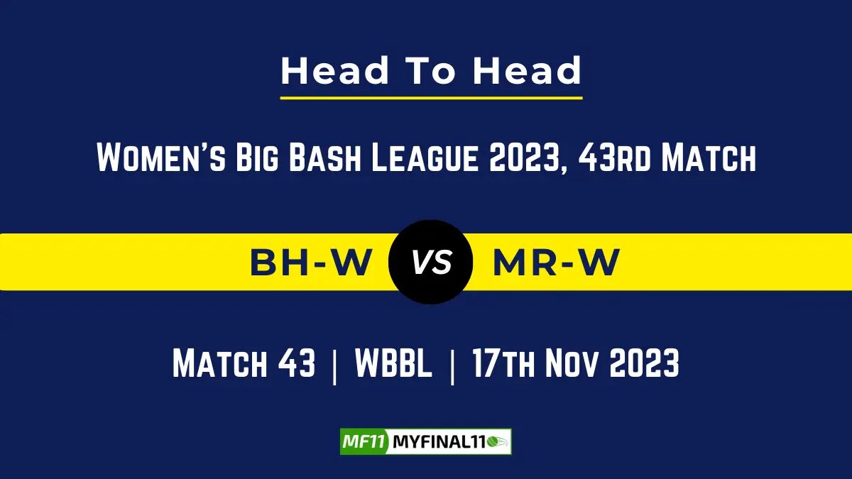 BH W vs MR W Head to Head: Top Batsmen & Top Bowler, player records, and player head to head records for 43rd Match of WBBL