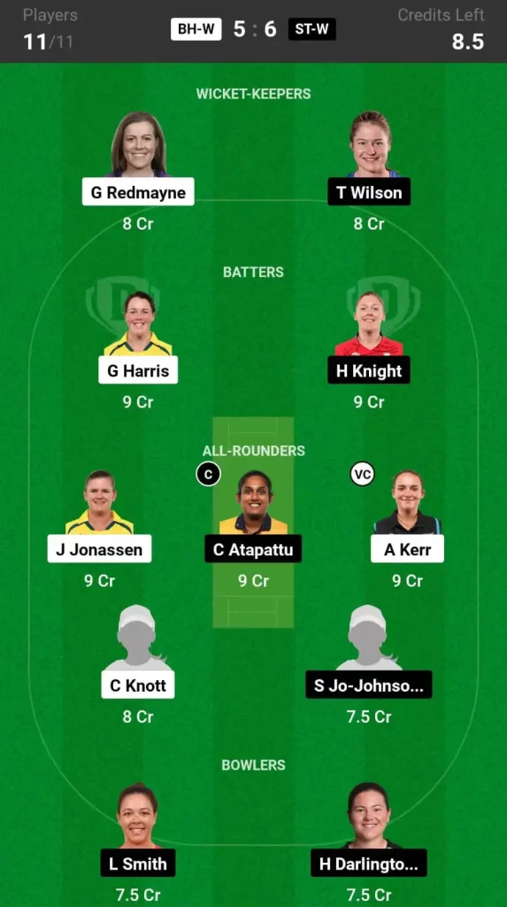 BH W vs ST W Dream11 Prediction