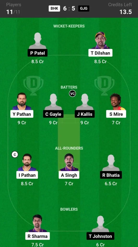 BHK vs GJG Dream11 Prediction