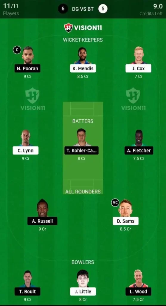 DG vs BT Dream11 Prediction