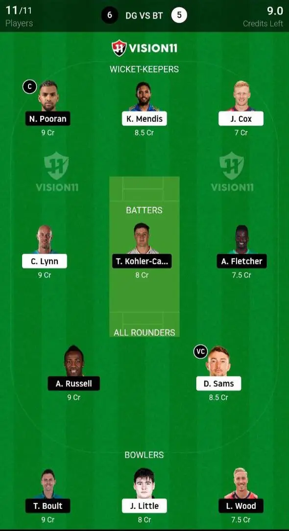 DG vs BT Dream11 Prediction