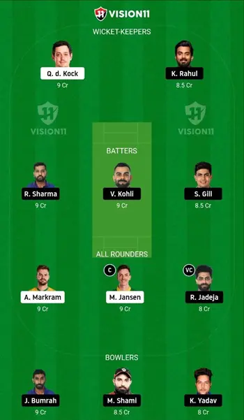 IND vs SA Dream11 Prediction ICC Cricket World Cup Today