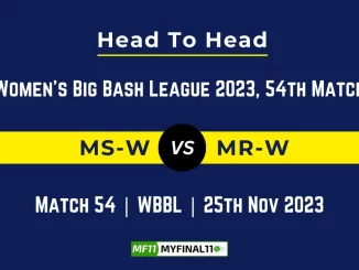 MS W vs MR W Head to Head: Top Batsmen & Top Bowler, player records, and player head to head records for 54th Match of WBBL