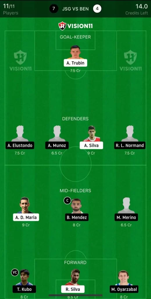 RS vs BEN Dream11 Prediction Today Football Match