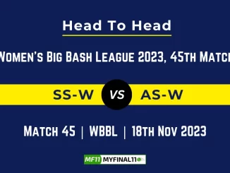 SS W vs AS W Head to Head: Top Batsmen & Top Bowler, player records, and player head to head records for 45th Match of WBBL