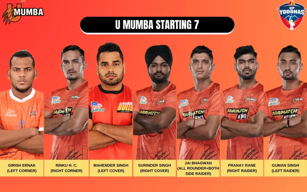 MUM vs UP Dream11 Prediction Today Kabaddi Match U Mumba Starting 7