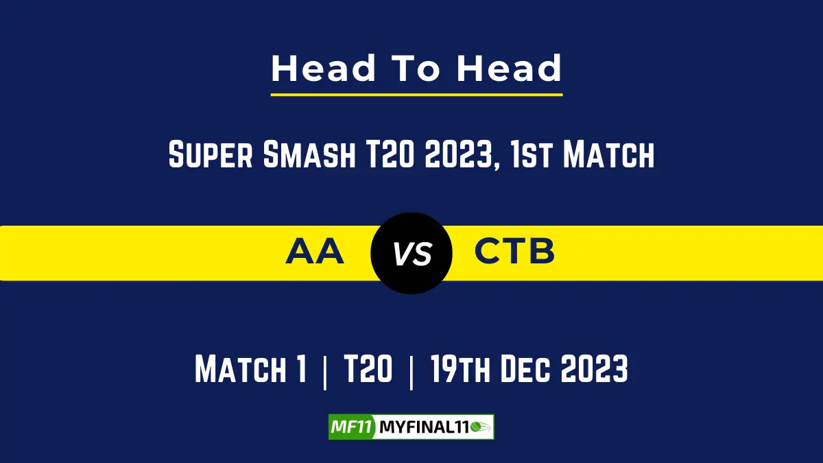AA vs CTB 1st T20 Head to Head, player records, and player Battle, Top Batsmen & Top Bowler records for of Dream11 Super Smash T20 2023