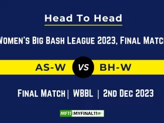 AS W vs BH W Head to Head: Top Batsmen & Top Bowler, player records, and player head to head records for Final Match of WBBL