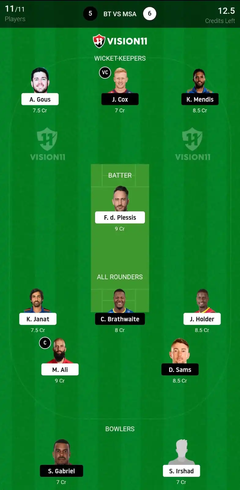 BT vs MSA Dream11 Prediction