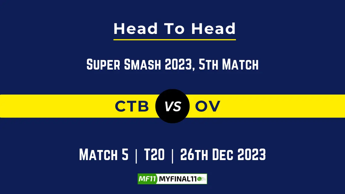CTB vs OV Head to Head, player records CTB vs OV stats, and player Battle, Top Batsmen & Bowler records for 5th T20 Match of Super Smash 2023
