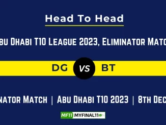 DG vs BT Head to Head, player records DG vs BT player Battle Stats Top Batsmen & Top Bowler records for For the Upcoming Abu Dhabi T10 League, Eliminator Match