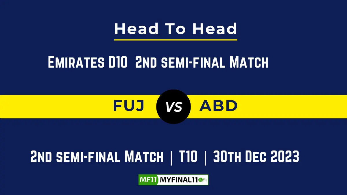 FUJ vs ABD Head to Head, player records, and player Battle, Top Batsmen & Top Bowler records for 2nd semi final T10 of Emirates D10 2023[30th Dec 2023]