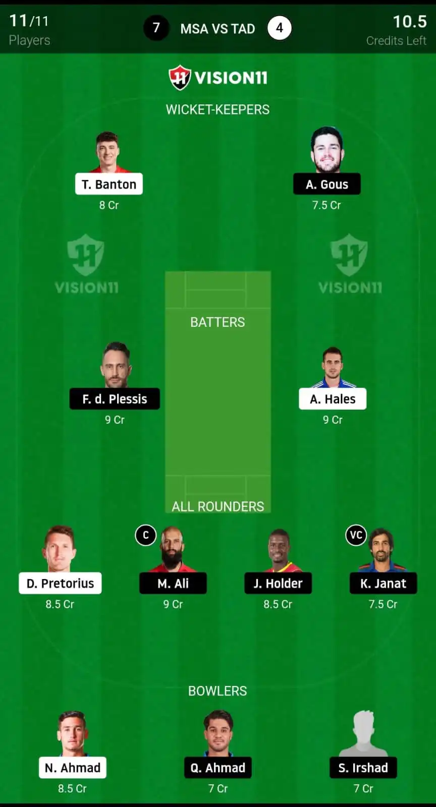 MSA vs TAD Dream11 Prediction