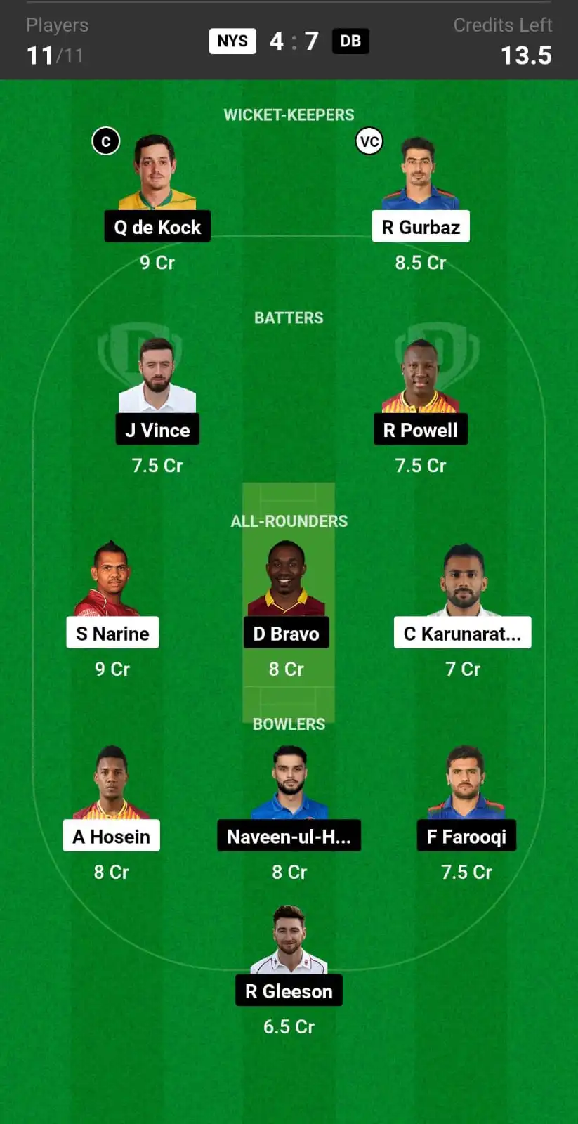 NYS vs DB Dream11 Prediction