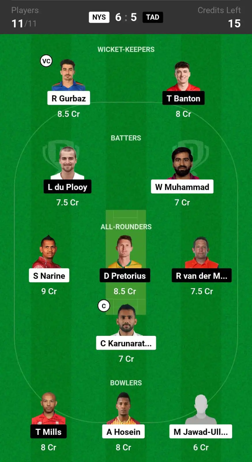 NYS vs TAD Dream11 Prediction