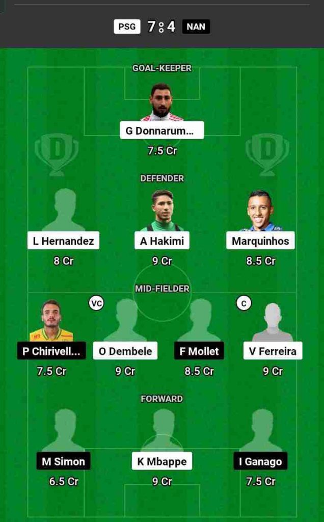 PSG vs NAN Dream11 Prediction Today Football Match.