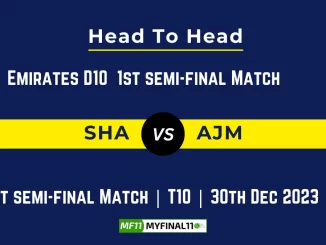 SHA vs AJM Head to Head, player records, and player Battle, Top Batsmen & Top Bowler records for 1st semi-final T10 of Emirates D10 2023 [30th Dec 2023]