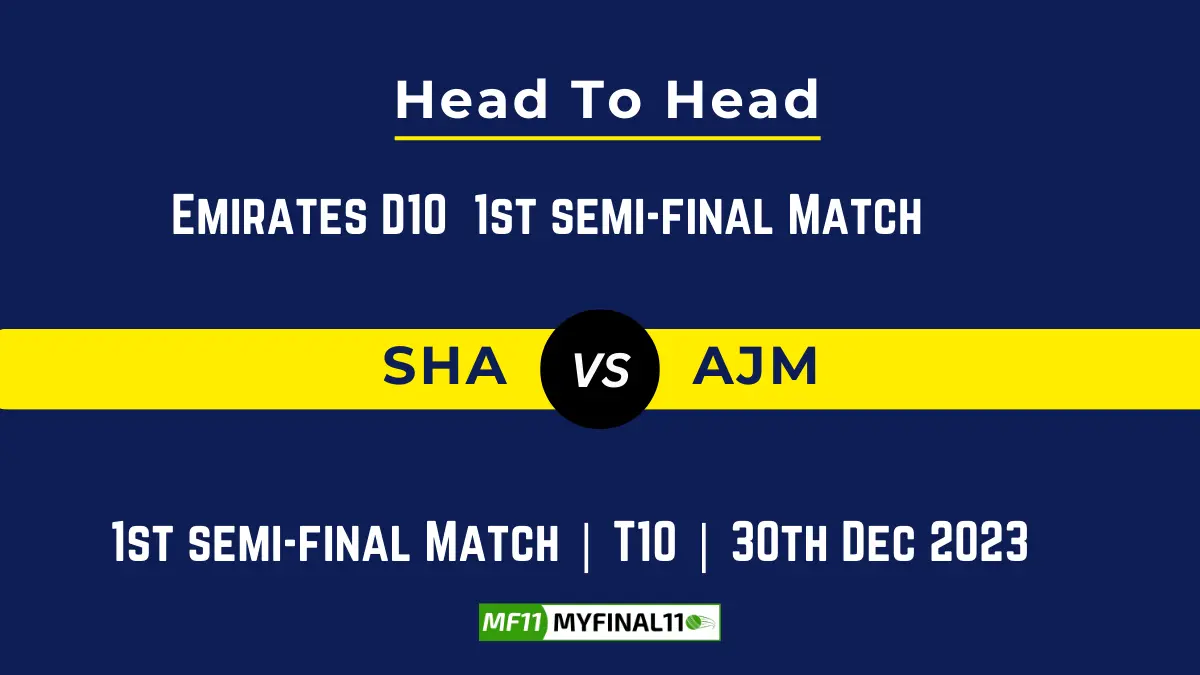 SHA vs AJM Head to Head, player records, and player Battle, Top Batsmen & Top Bowler records for 1st semi-final T10 of Emirates D10 2023 [30th Dec 2023]