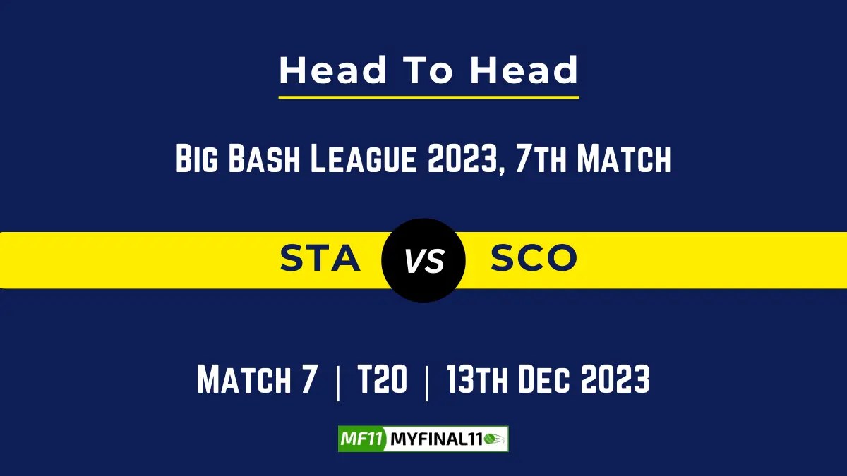 STA vs SCO Head to Head, player records, and player Battle, Top Batsmen & Top Bowler records for the 7th Match of BBL