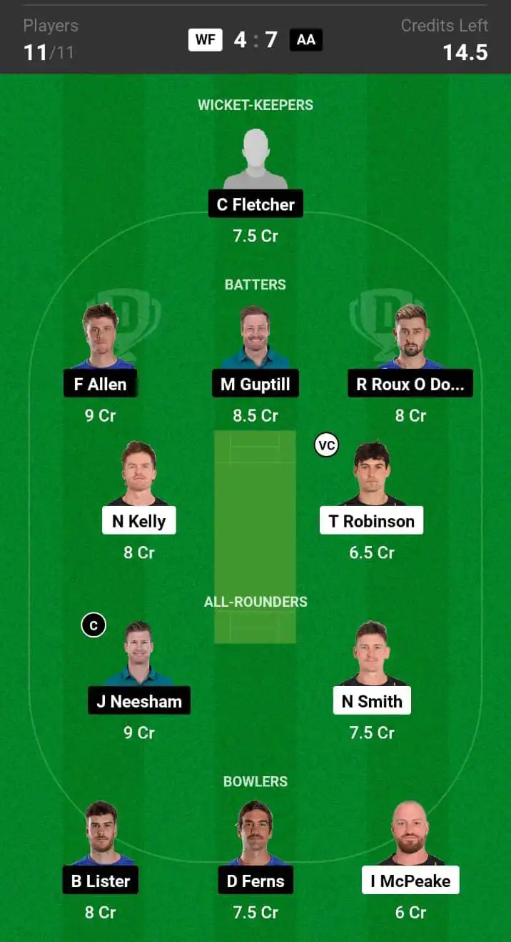 WF vs AA Dream11 Prediction