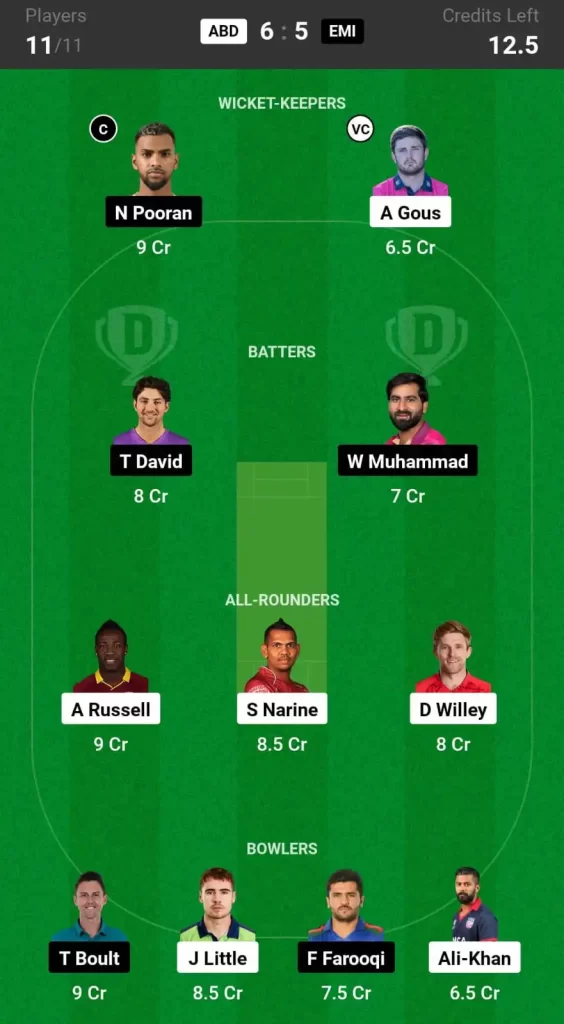 ABD vs EMI Dream11 Prediction