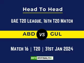 ABD vs GUL Head to Head, player records, and player Battle, Top Batsmen & Top Bowlers records for UAE T20 League 2024, 16th T20 Match [31st Jan 2024]