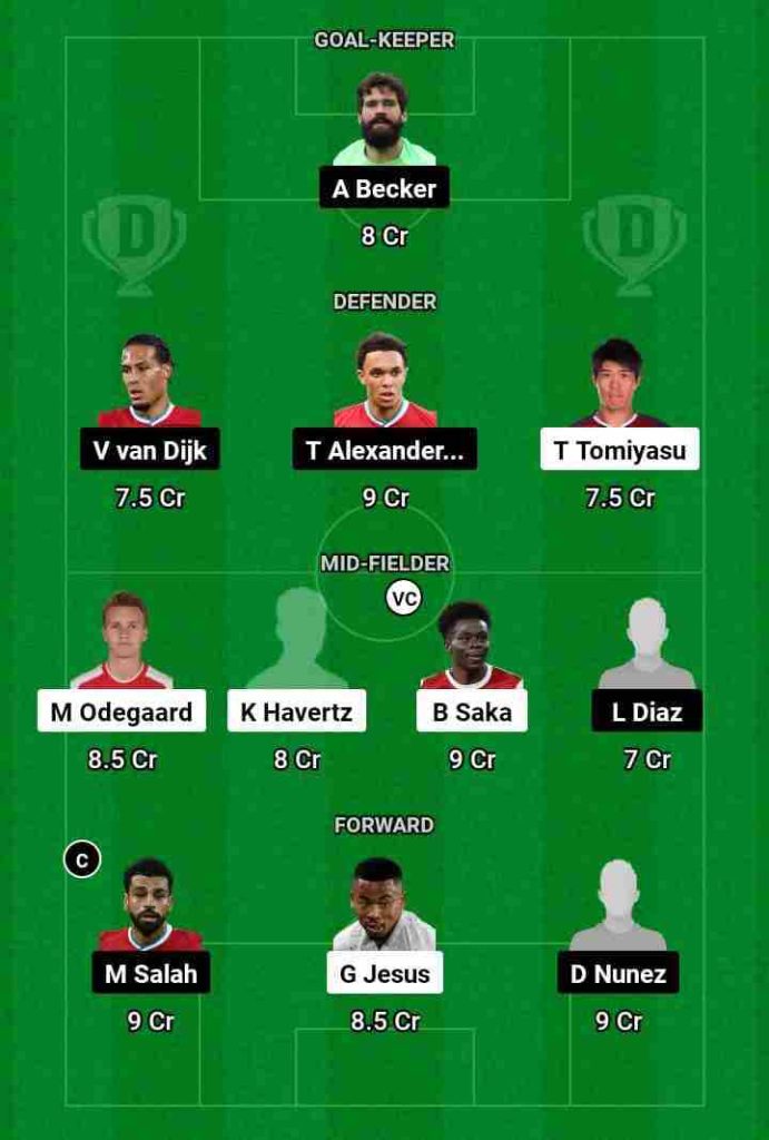 ARS vs LIV Dream11 Prediction Today Football Match.