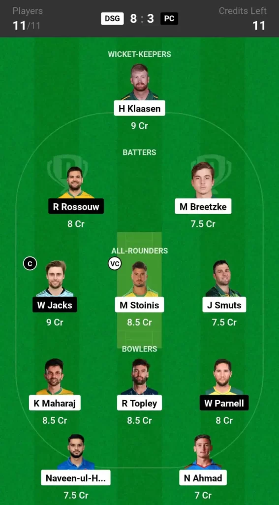 DSG vs PC Dream11 Prediction