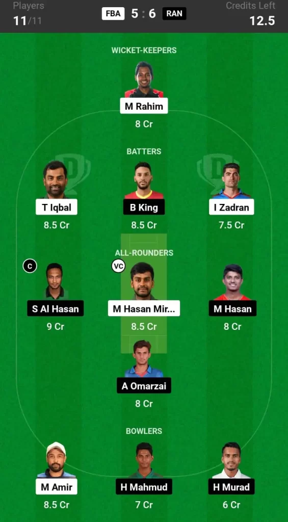 FBA vs RAN Dream11 Prediction