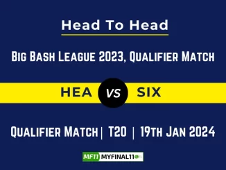 HEA vs SIX Head to Head, player records, HEA vs SIX players stats, and player Battle, Top Batsmen & Top Bowler records for the Qualifier Match of BBL 2023