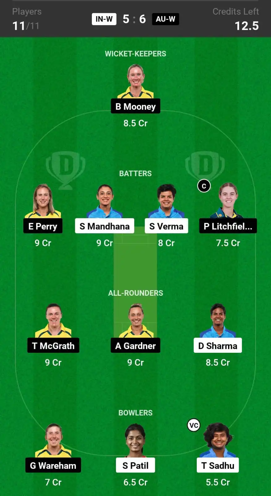 IN W vs AU W Dream11 Prediction