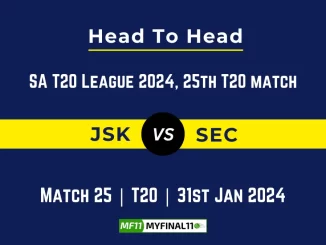JSK vs SEC Head to Head, JSK vs SEC player records, JSK vs SEC player Battle, and JSK vs SEC Player Stats, JSK vs SEC Top Batsmen & Top Bowlers records for the Upcoming SA T20 League 2024, 25th Match, which will see Joburg Super Kings taking on Sunrisers Eastern Cape, in this article, we will check out the player statistics, Furthermore, Top Batsmen and top Bowlers, player records, and player records, including their head-to-head records.