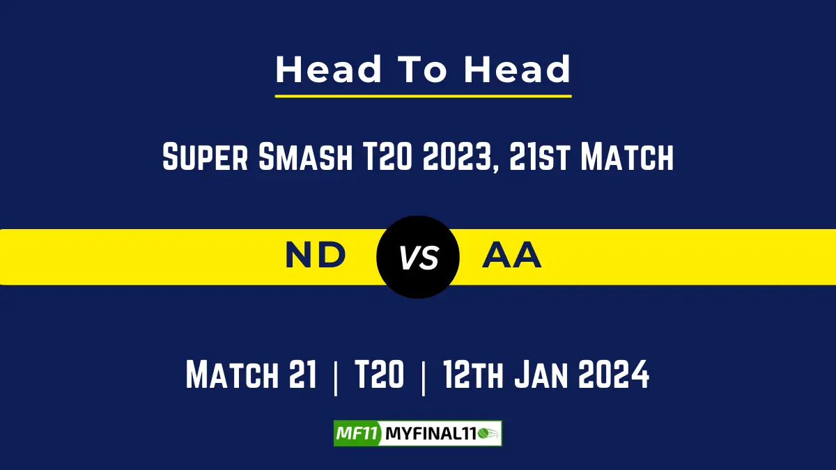 ND vs AA Head to Head, player records, and player Battle, Top Batsmen & Top Bowler records for 21st T20 Match of Super Smash 2023 [12th Jan 2024]