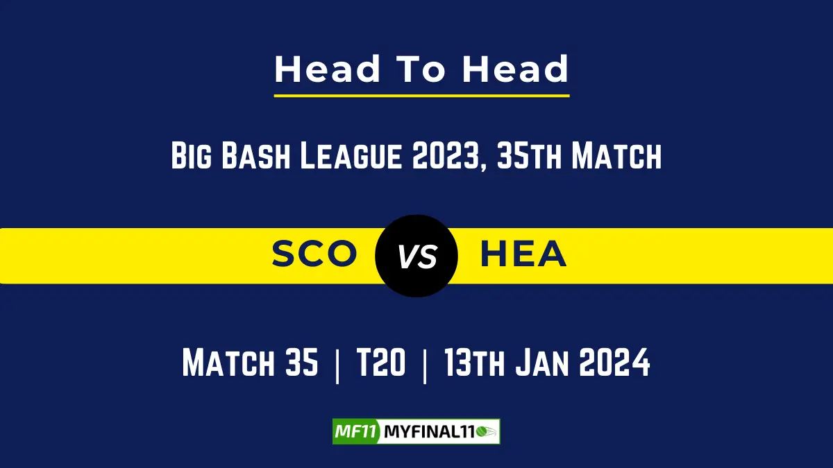 SCO vs HEA Head to Head, player records, SCO vs HEA players stats, and player Battle, Top Batsmen & Top Bowler records for the 35th Match of BBL 2023