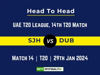 SJH vs DUB Head to Head, player records SJH vs DUB stats, and player Battle, Top Batsmen & Bowler records for 14th T20 Match of UAE T20 League