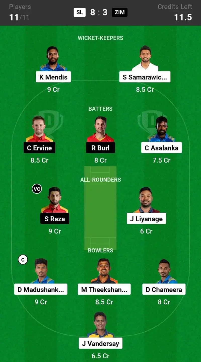 SL vs ZIM Dream11 Prediction