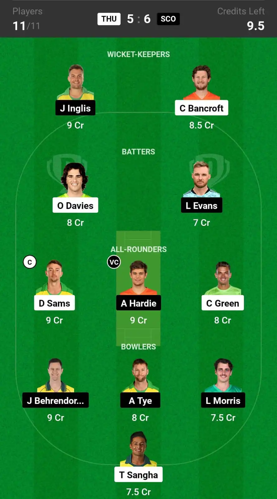 THU vs SCO Dream11 Prediction