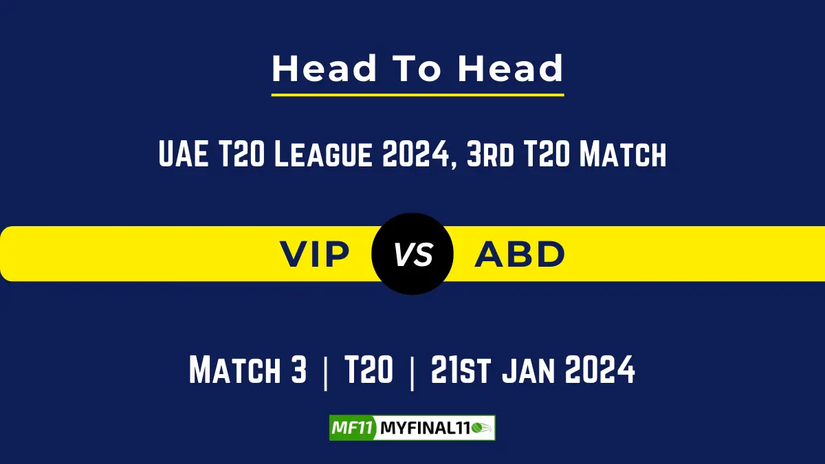 VIP vs ABD Head to Head, VIP vs ABD player records, DUB vs ABD player Battle, VIP vs ABD Player Stats, VIP vs ABD Top Batsmen & Top Bowlers records for the Upcoming UAE T20 League, 3rd T20 Match, which will see Desert Vipers taking on Abu Dhabi Knight Riders, in this article, we will check out the player statistics, Furthermore, Top Batsmen and top Bowler, player records, and player records, including their head-to-head records
