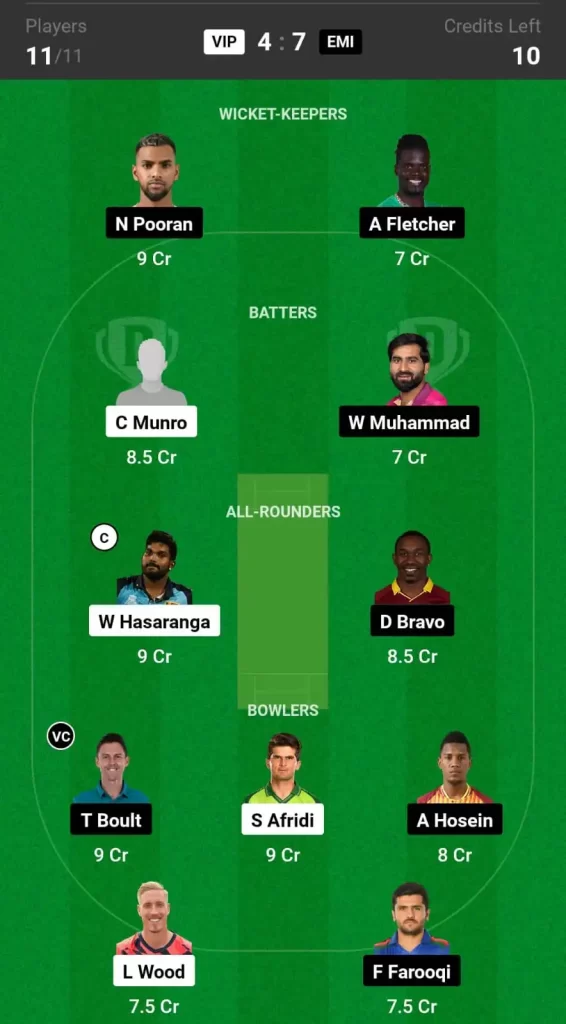 VIP vs EMI Dream11 Prediction