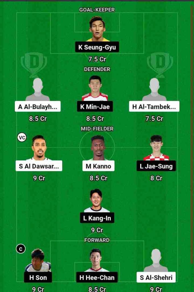 SAU vs KOR Dream11 Prediction Today Football Match.