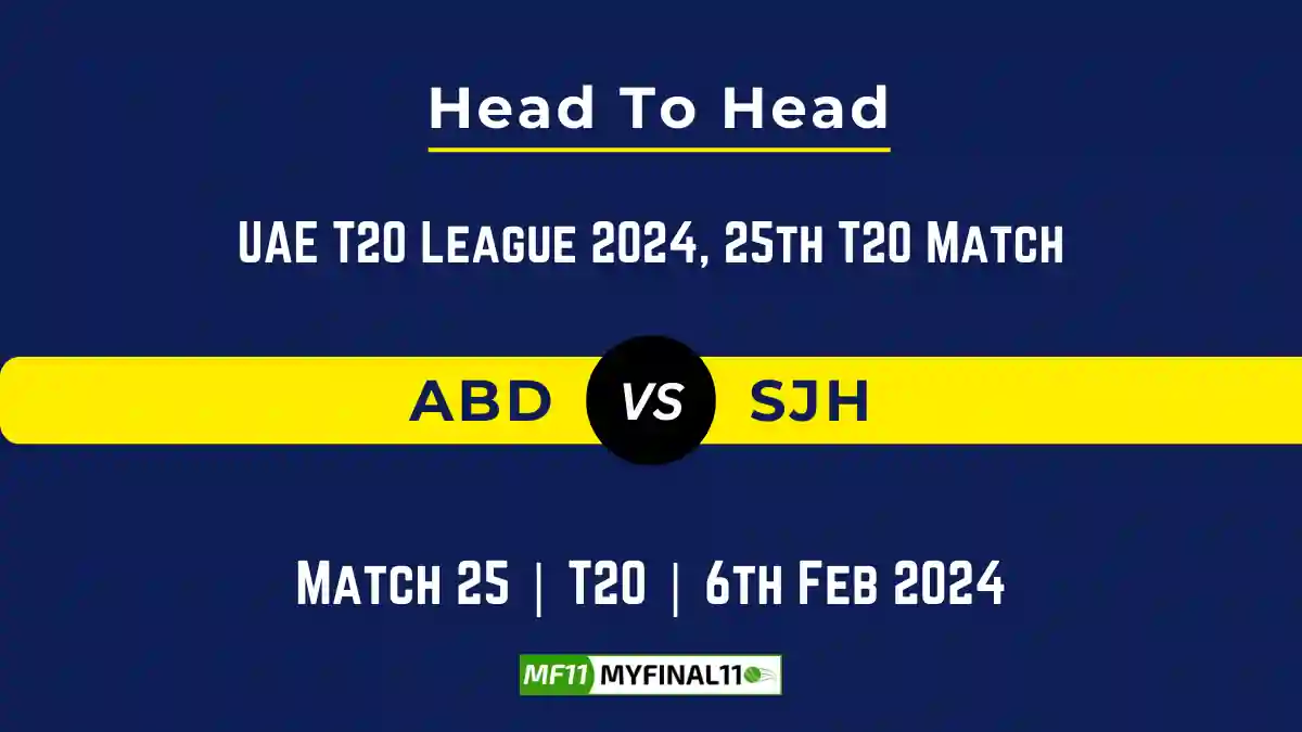 ABD vs SJH Head to Head, ABD vs SJH player records, ABD vs SJH player Battle, ABD vs SJH Player Stats, ABD vs SJH Top Batsmen & Top Bowlers records for the Upcoming UAE T20 League 2024, 25th T20 Match, which will see Abu Dhabi Knight Riders taking on Sharjah Warriors, in this article, we will check out the player statistics, Furthermore, Top Batsmen and top Bowler, player records, and player records, including their head-to-head records