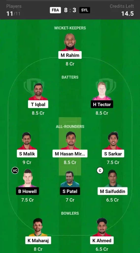 FBA vs SYL Dream11 Prediction