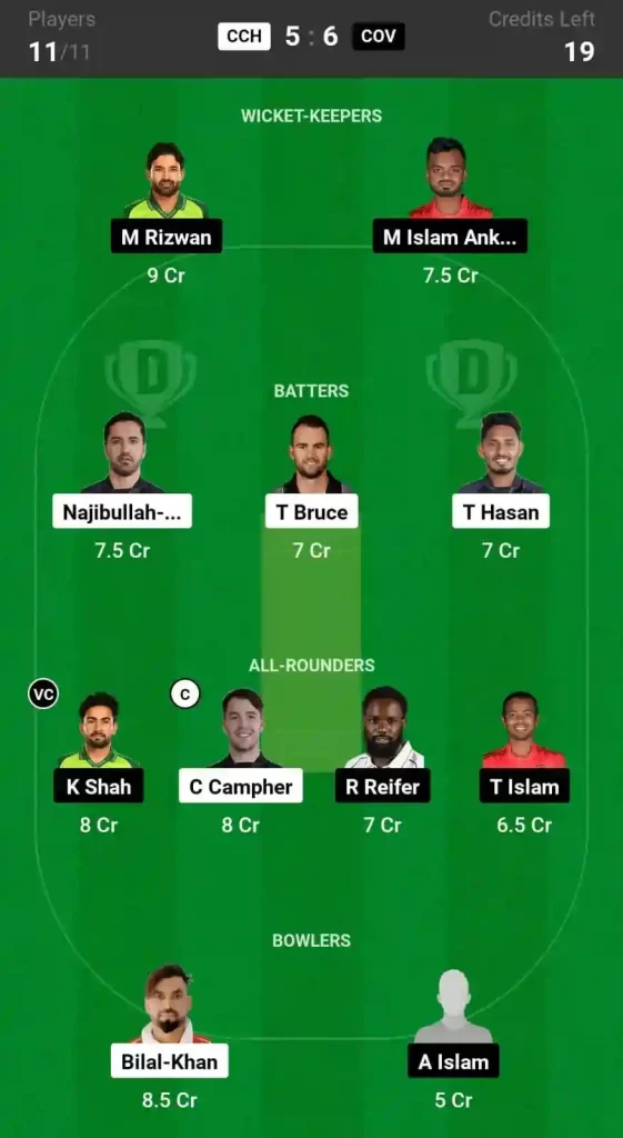 CCH vs COV Dream11 Prediction