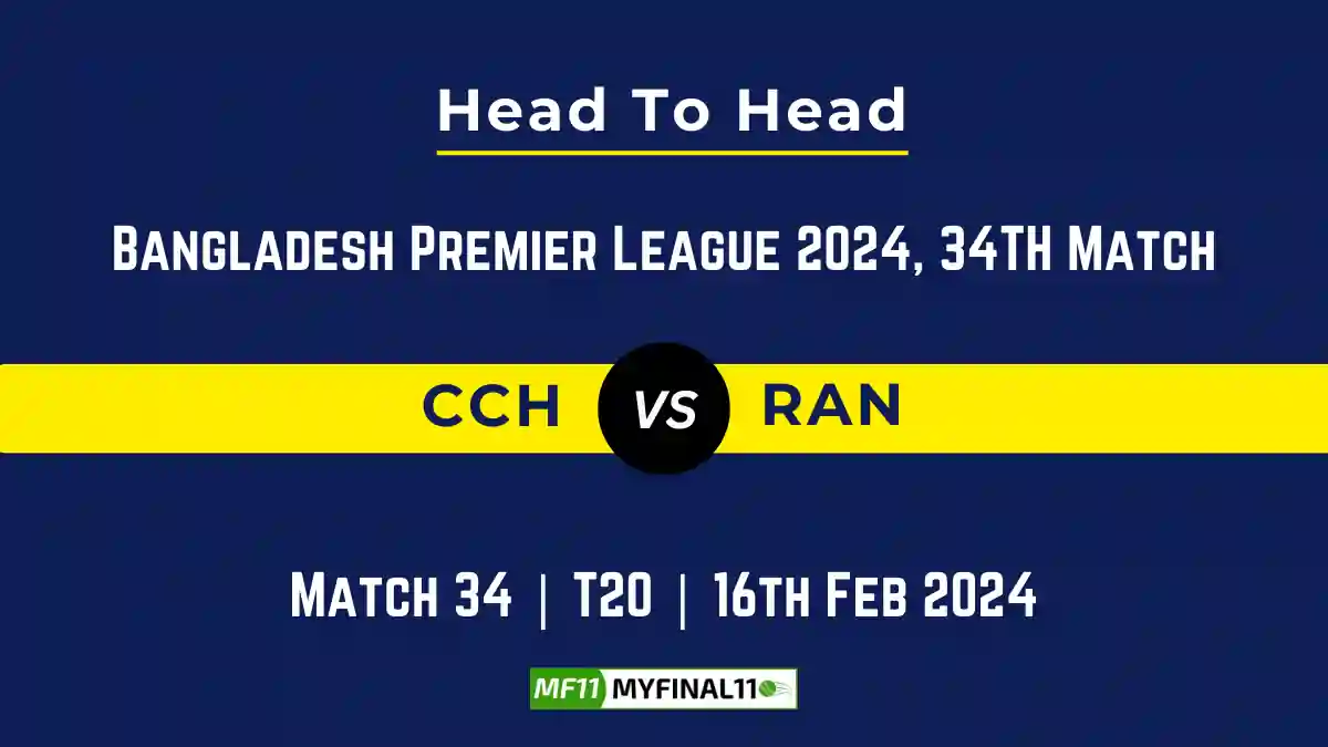 CCH vs RAN Head to Head, CCH vs RAN player records, CCH vs RAN player Battle, and CCH vs RAN Player Stats, CCH vs RAN Top Batsmen & Top Bowlers records for the Upcoming Bangladesh Premier League T20 2024, 34th Match, which will see Chattogram Challengers taking on Rangpur Riders, in this article, we will check out the player statistics, Furthermore, Top Batsmen and top Bowlers, player records, and player records, including their head-to-head records