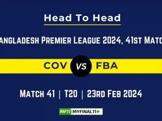 COV vs FBA Head to Head, player records, and player Battle, Top Batsmen & Top Bowlers records for 41st Match of Bangladesh Premier League T20 2024 [23rd Feb 2024]
