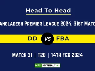DD vs FBA Head to Head, player records, and player Battle, Top Batsmen & Top Bowlers records for 31st Match of Bangladesh Premier League T20 2024 [14th Feb 2024]